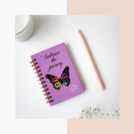 Pink Butterfly Pocket A7 Spiral Notebook